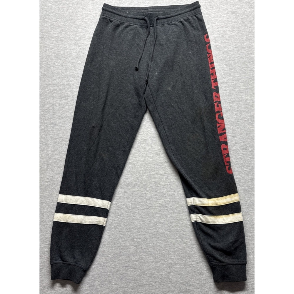 Stranger Things Lounge Sweatpants Womens XS Charcoal Gray Tapered Leg Drawstring
